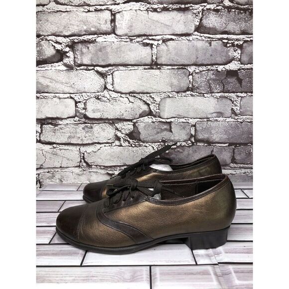 Munro American Ascot Bronze Leather Cap Toe Lace Oxfords Women’s Sz 6.5M US/37EU - Picture 1 of 14